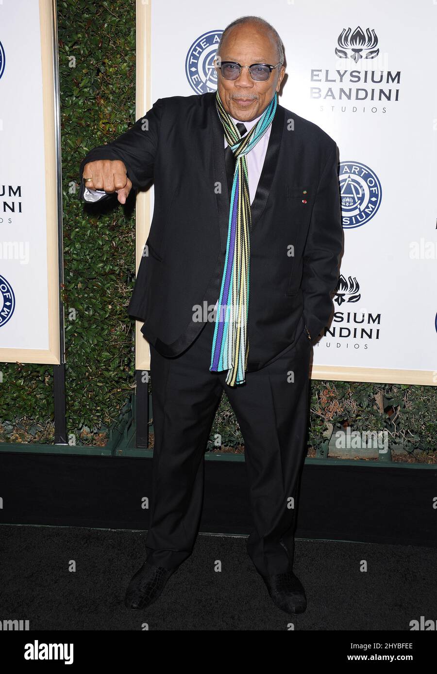 Quincy Jones arriva all'Art of Elysium 20th Anniversary HEAVEN Gala che si tiene presso i Red Studios Foto Stock