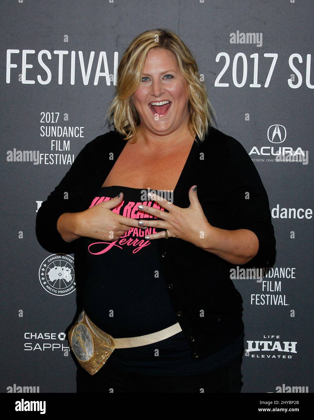 Bridget Everett partecipa alla prima "Fun Mum Dinners" al Sundance Film Festival 2017 che si tiene presso l'Eccles Theatre Foto Stock