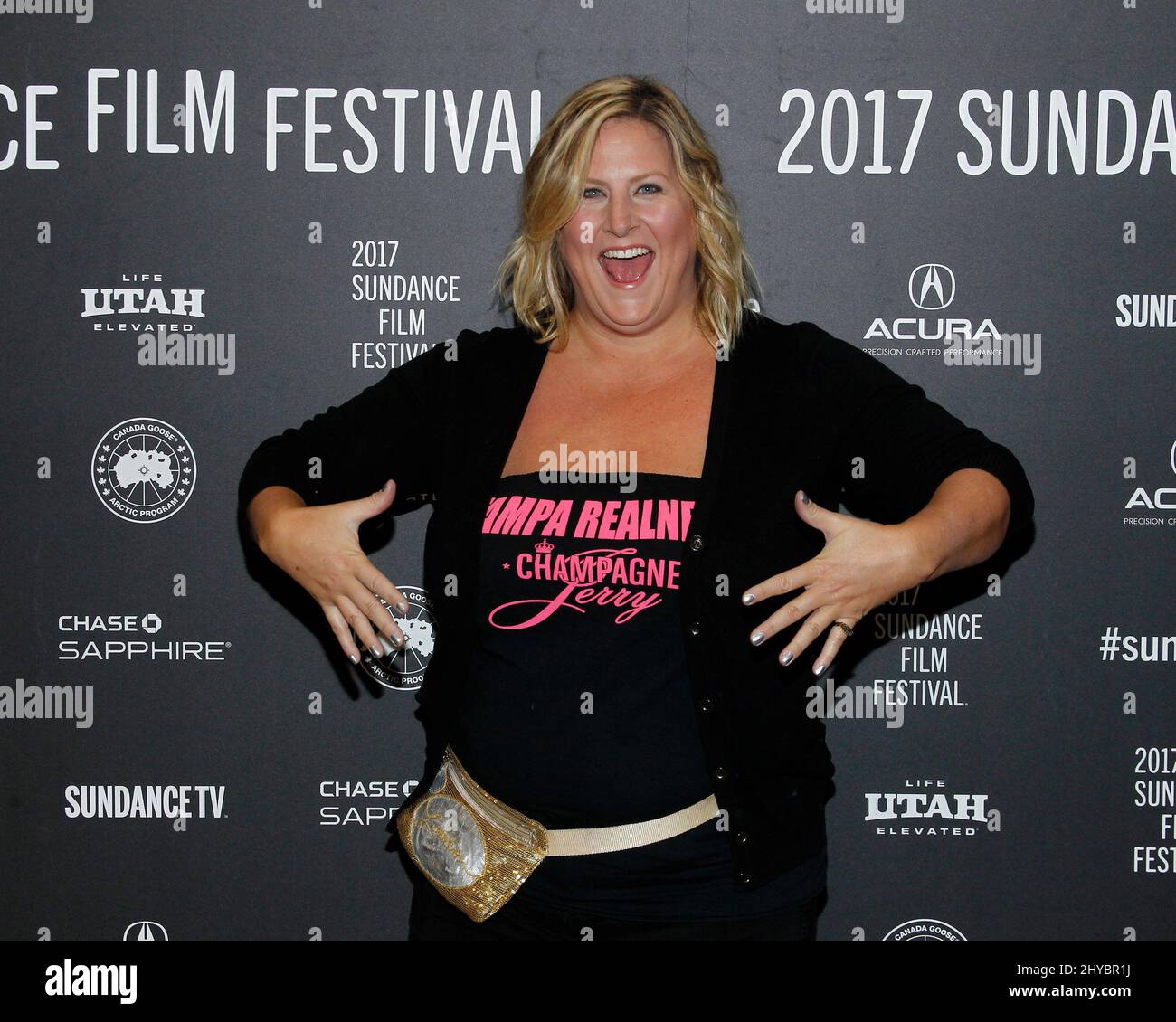 Bridget Everett partecipa alla prima "Fun Mum Dinners" al Sundance Film Festival 2017 che si tiene presso l'Eccles Theatre Foto Stock