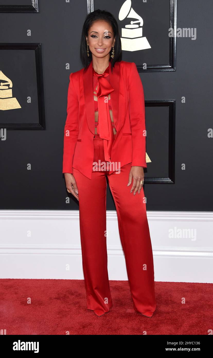 Mya partecipa ai Grammy Awards annuali 59th a Los Angeles Foto Stock