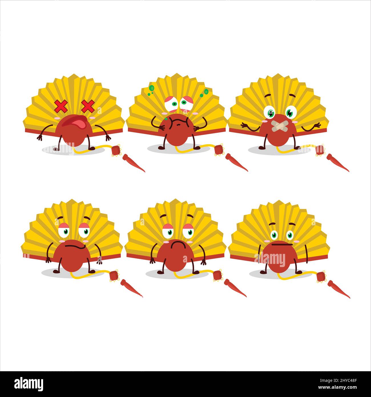 Personaggio cartoon cinese giallo con espressione nope. Illustrazione vettoriale Illustrazione Vettoriale
