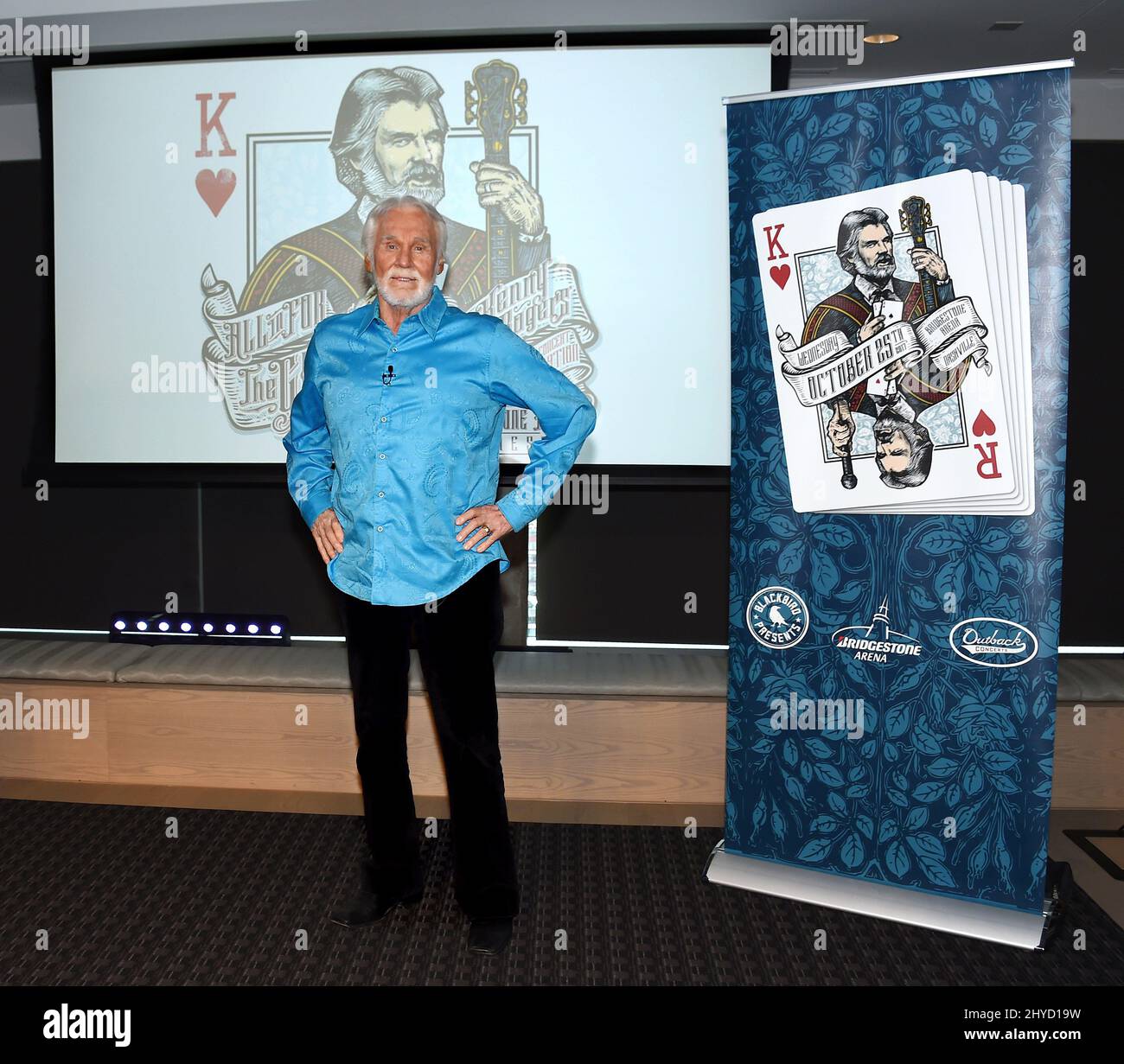 L'icona della musica country Kenny Rogers annuncia un concerto stellato a Nashville che celebra la sua carriera di 60 anni. 'All in for the gambler: Kenny Rogers' Concert Celebration in una conferenza stampa tenutasi presso gli uffici WME. Kenny ha annunciato che lui e Dolly Parton condivideranno la scena un'ultima volta nella loro ultima performance insieme Foto Stock