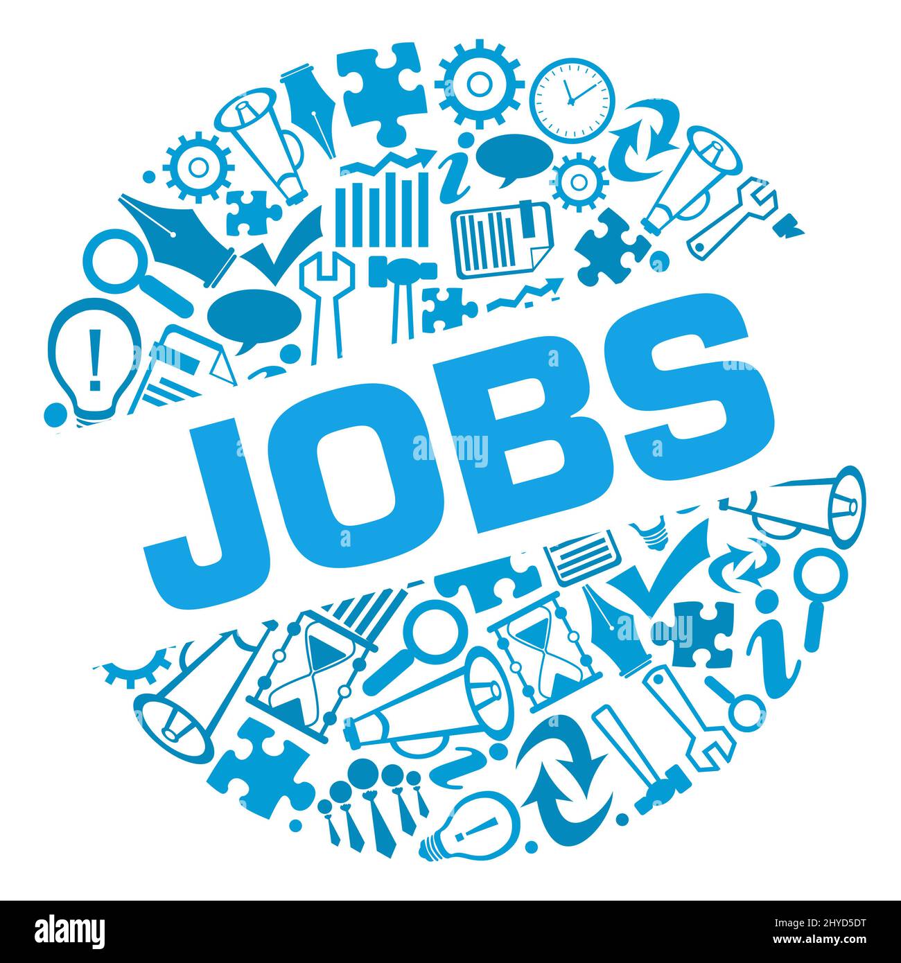 Simboli aziendali di Jobs stile badge blu Foto Stock