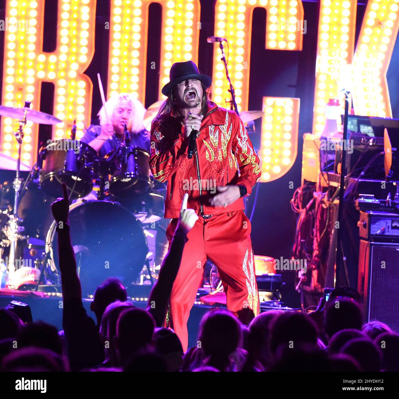 Kid Rock durante l'annuale 3rd di Kid Rock Fish Fry si è tenuto presso l'anfiteatro Carl Black Chevy Woods a Fontanel Foto Stock