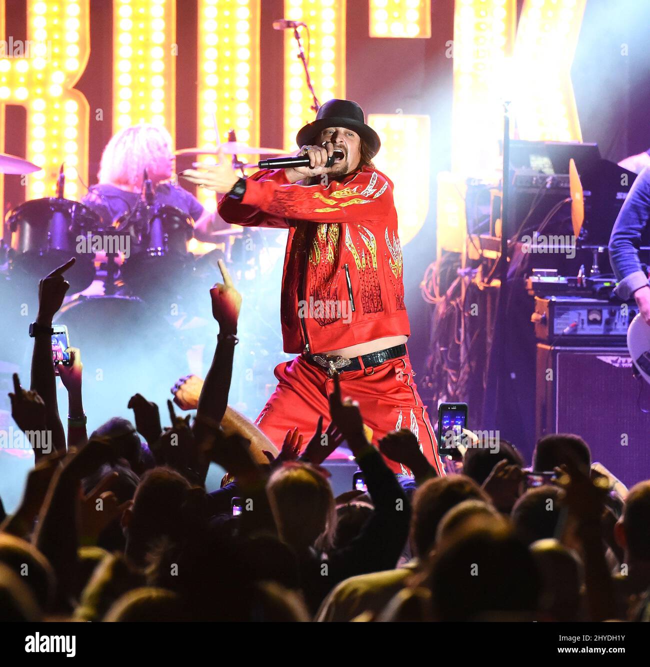 Kid Rock durante l'annuale 3rd di Kid Rock Fish Fry si è tenuto presso l'anfiteatro Carl Black Chevy Woods a Fontanel Foto Stock