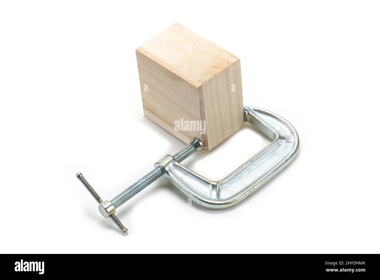 C morsetto su sfondo bianco Foto Stock