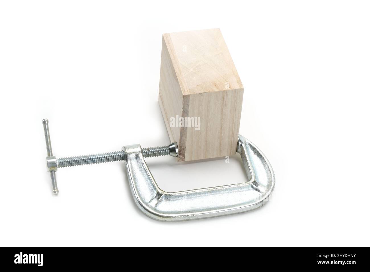 C morsetto su sfondo bianco Foto Stock