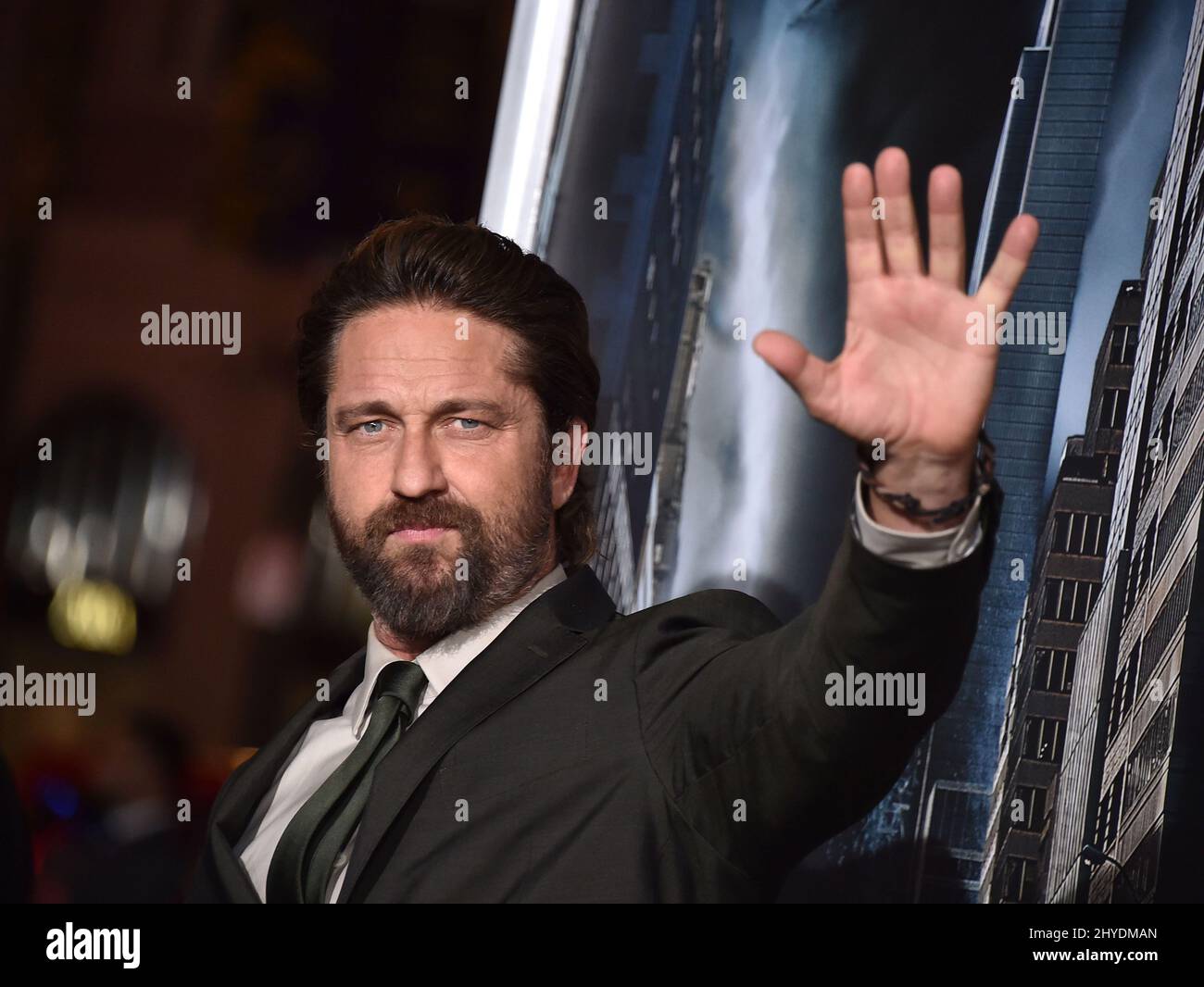 Gerald Butler partecipa al 'Geostom' World Premiere tenuto al TCL Chinese Theatre IMAX di Los Angeles, USA Foto Stock