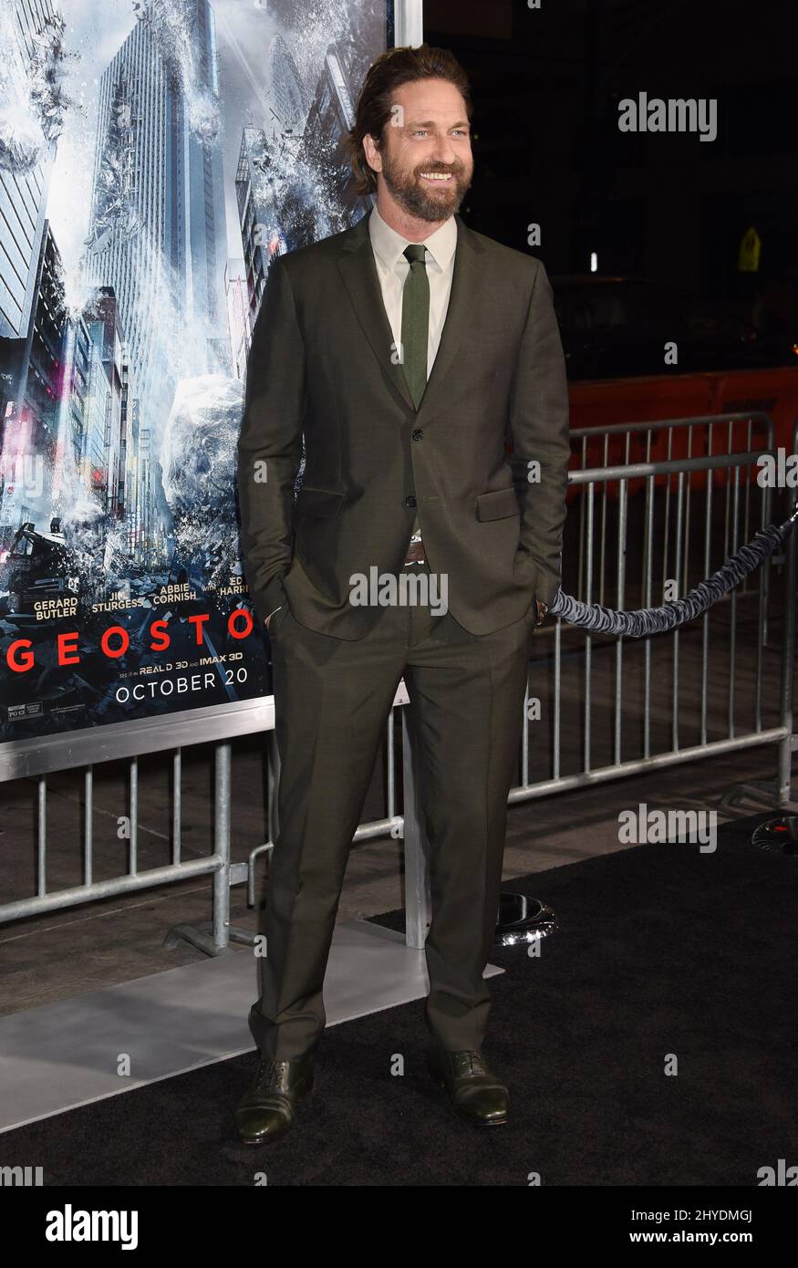 Gerard Butler partecipa al 'Geostom' World Premiere tenuto al TCL Chinese Theatre IMAX di Los Angeles, USA Foto Stock