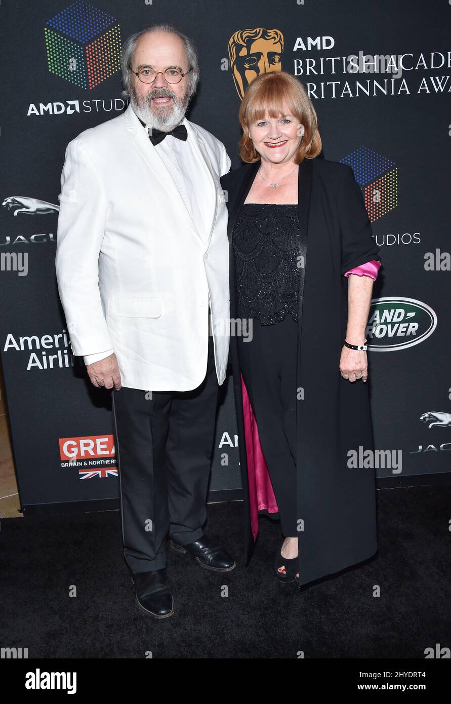 Lesley Nicol e David Keith Heald hanno partecipato ai 2017 AMD British Academy Britannia Awards tenuti al Beverly Hilton Hotel di Los Angeles, USA Foto Stock