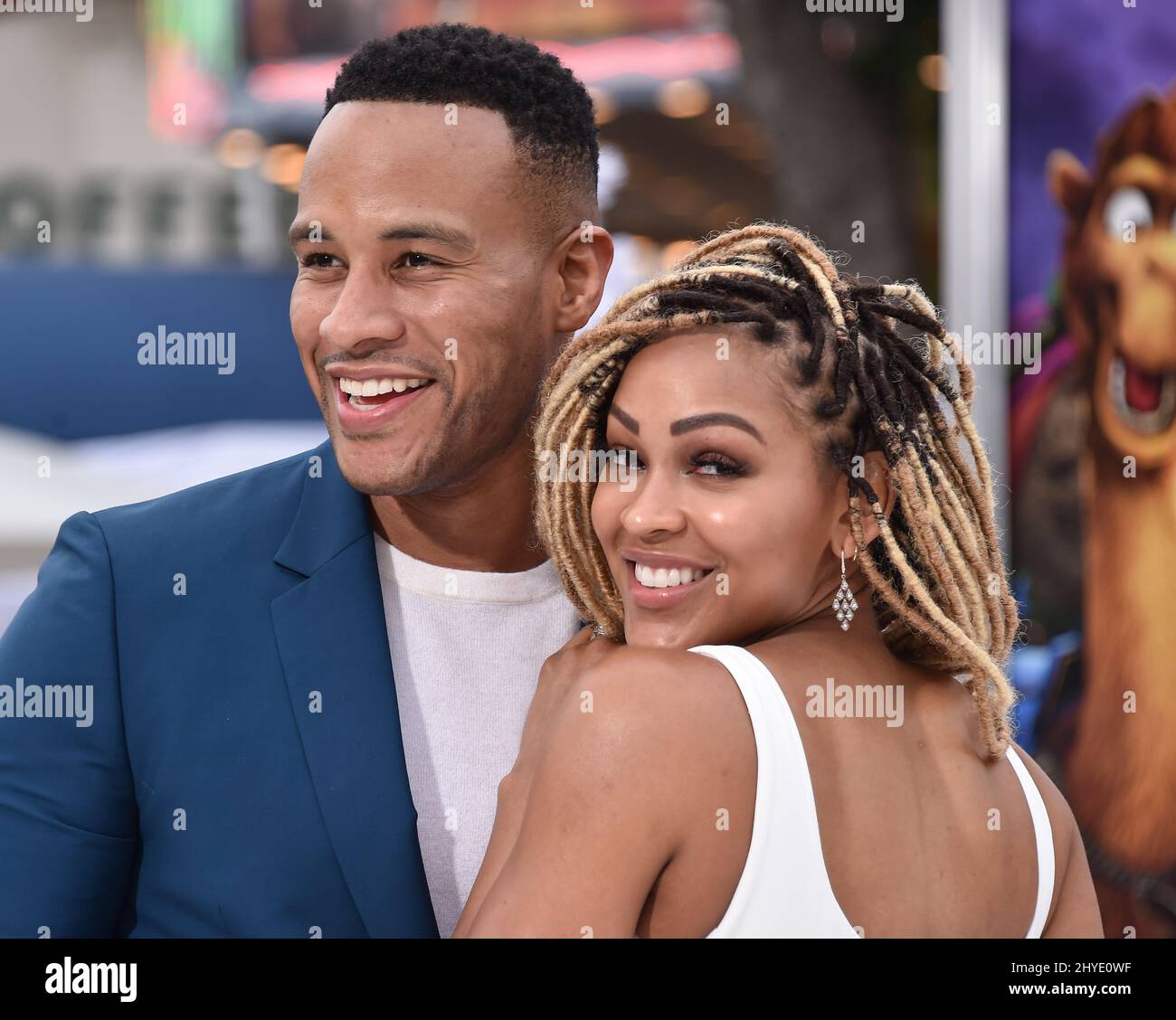 Devon Franklin e Meagan bravo a partecipare alla prima mondiale della Star, a Los Angeles, California Foto Stock