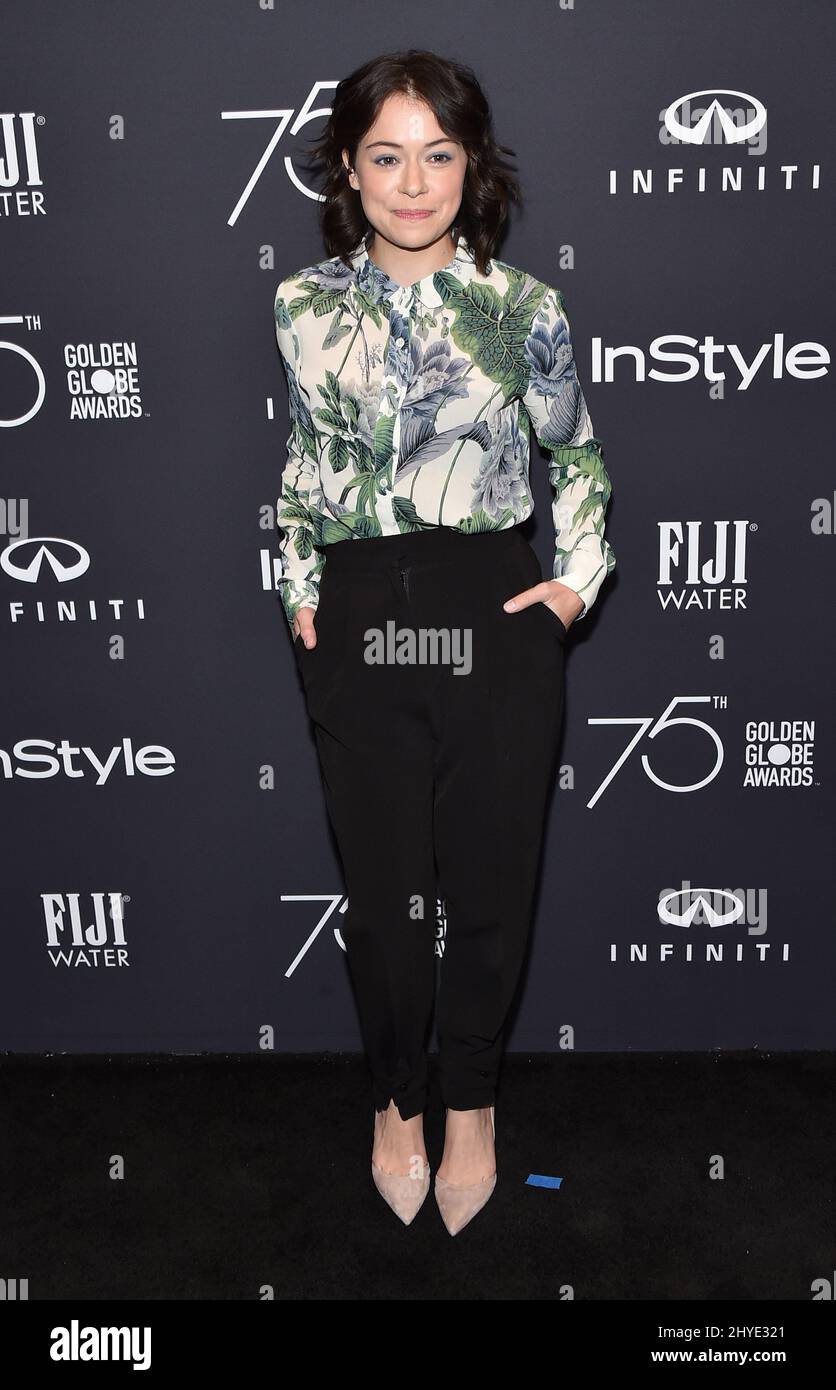 Tatiana Maslany che partecipa alla Hollywood Foreign Press Association (HFPA) e InStyle celebrano la stagione annuale dei Golden Globe Awards 75th al CATCH LA di Los Angeles, USA Foto Stock