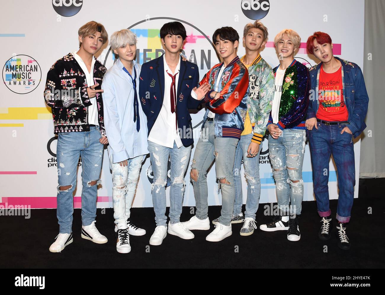 BTS al 2017 American Music Awards tenuto presso il Microsoft Theatre L.A. Live Foto Stock