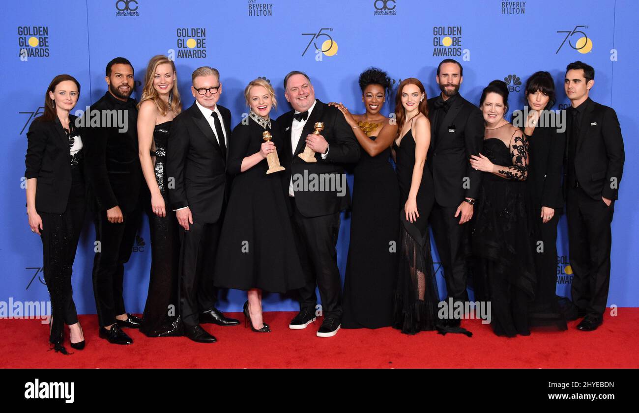 Il racconto della cameriera nella sala stampa al Golden Globe Awards 75th che si tiene al Beverly Hilton Hotel il 7 gennaio 2018 a Beverly Hills, CA Foto Stock