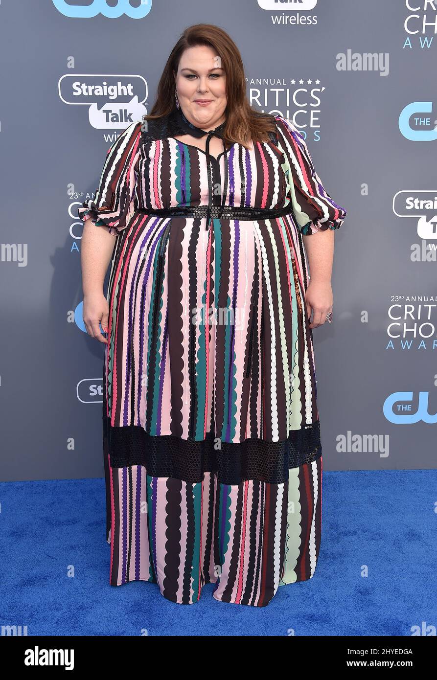 Chrissy Metz all'evento annuale Critics' Choice Awards 23rd al Barker Hanger il 11 gennaio 2018 a Santa Monica, California. Foto Stock