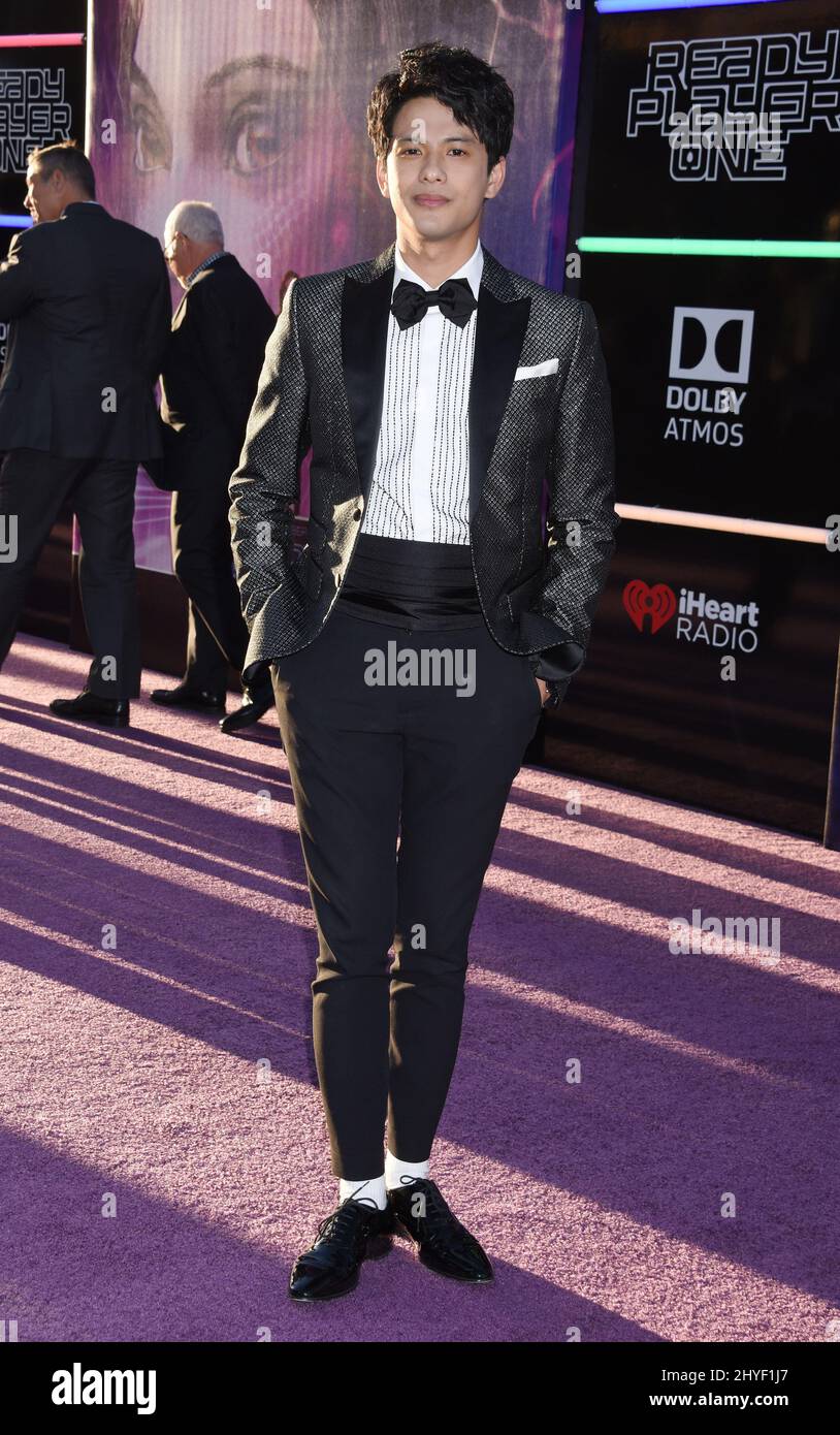 Vinci Morisaki partecipando alla prima di Ready Player One a Los Angeles, California Foto Stock