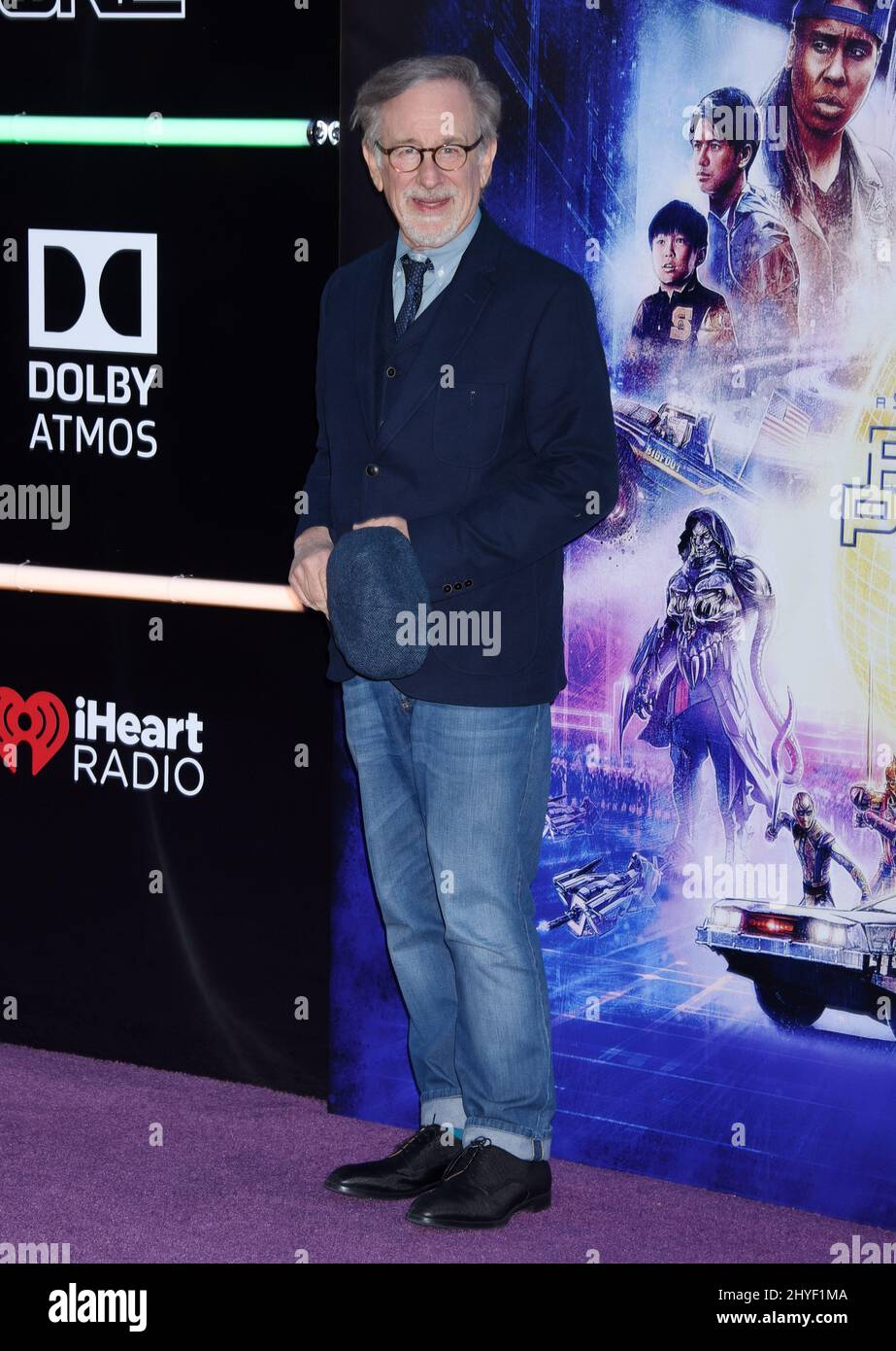 Steven Spielberg partecipa alla prima di Ready Player One a Los Angeles, California Foto Stock