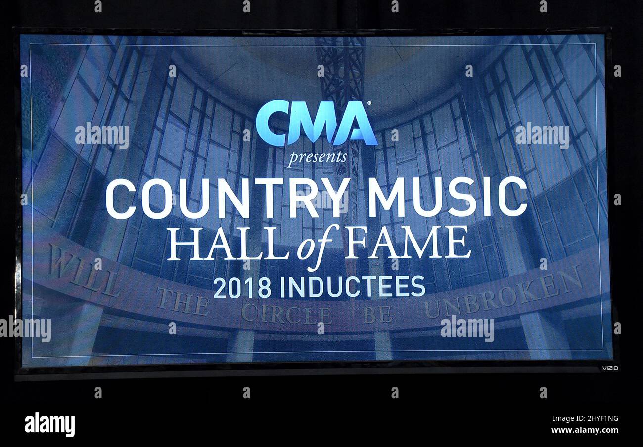 L'atmosfera alla Country Music Hall of Fame Class del 2018 induce l'annuncio durante una conferenza stampa alla Country Music Hall of Fame and Museum Rotunda il 27 marzo 2018 a Nashville, Tennessee Foto Stock