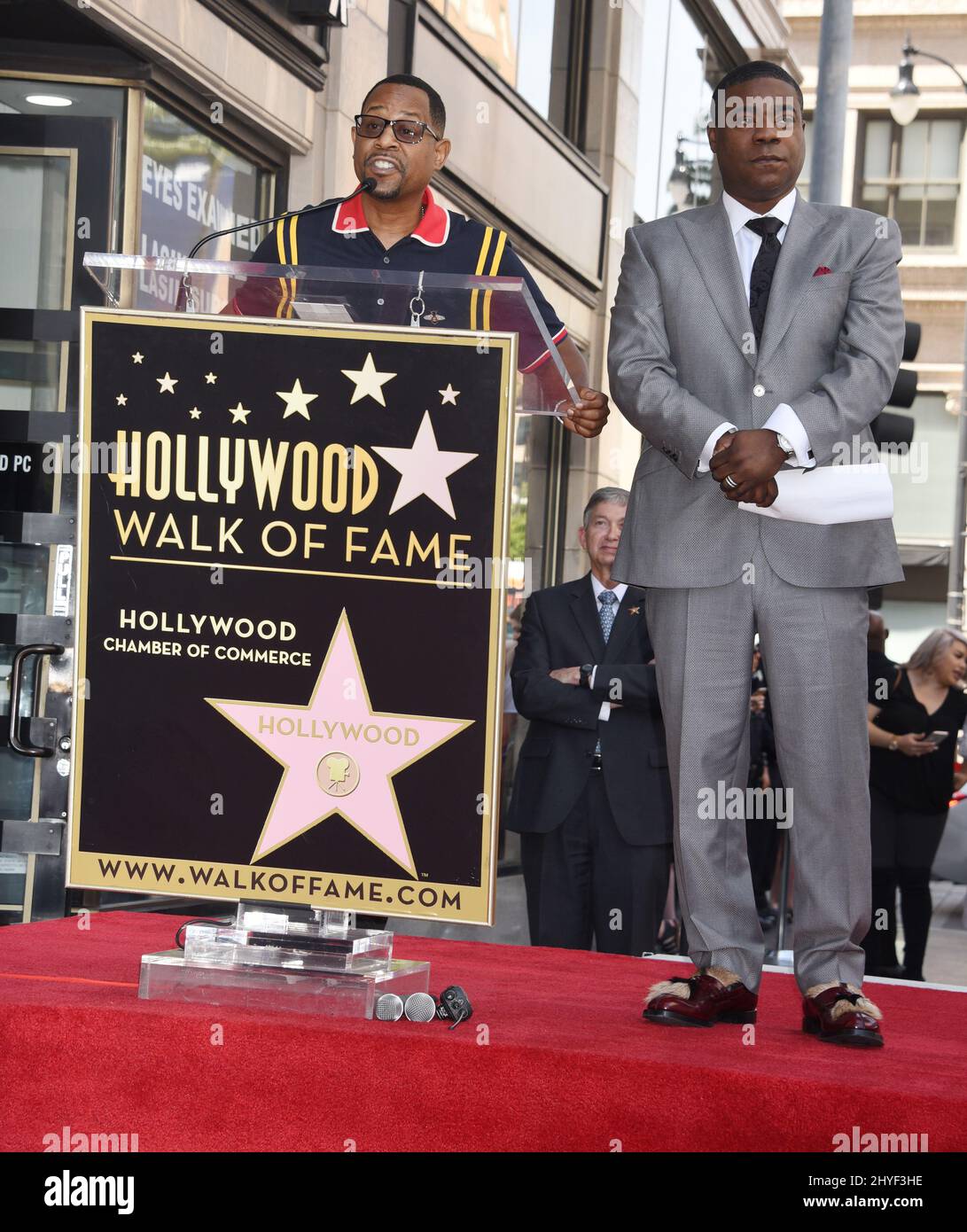 Tracy Morgan e Martin Lawrence hanno partecipato alla Tracy Morgan Star durante la presentazione della Hollywood Walk of Fame Foto Stock