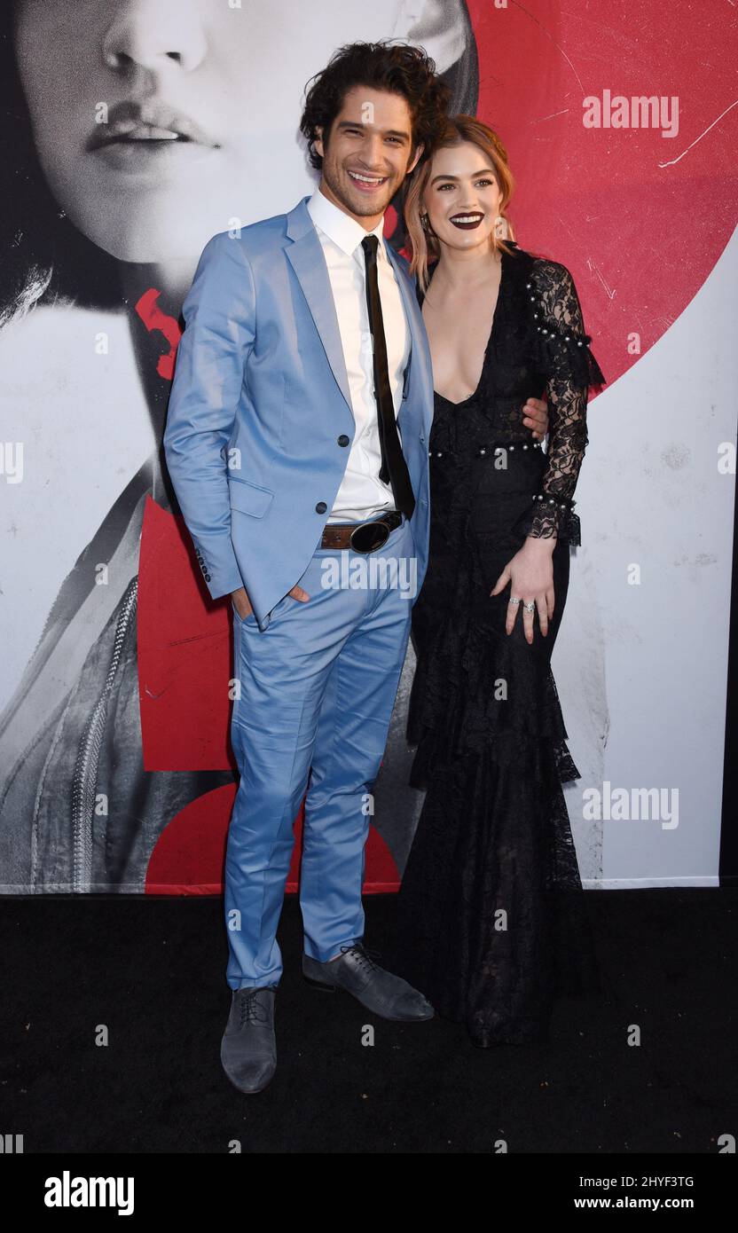 Tyler Posey e Lucy Hale alla Universal Pictures 'Blumhouse's Truth or dare' Premiere tenuto presso l'ARCLIGHT Cinemas Cinema Dome il 12 aprile 2018 a Hollywood, Los Angleles Foto Stock