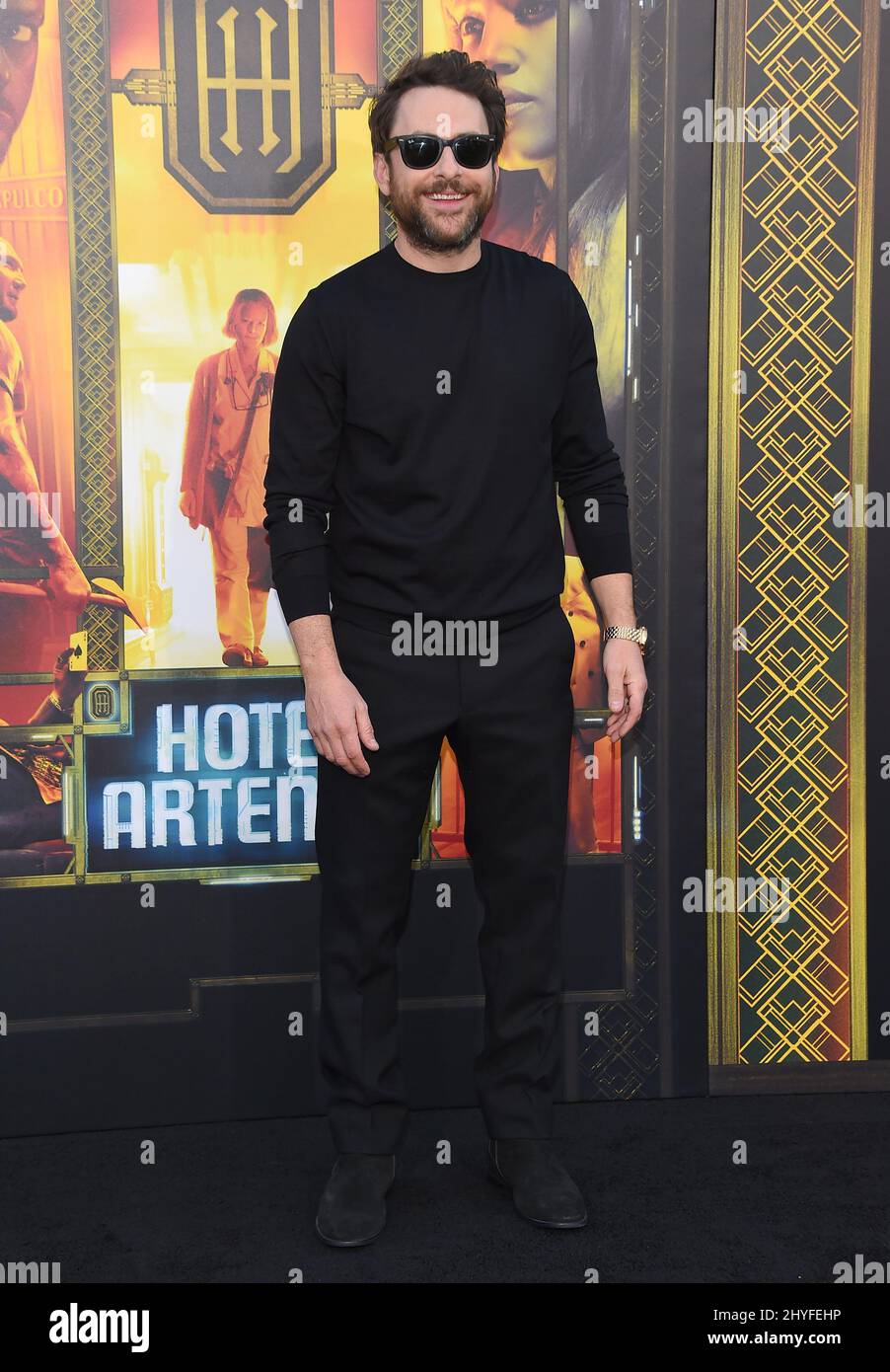 Charlie Day al 'Hotel Artemis' di Los Angeles premiere tenuto al Regency Bruin Theatre il 19 maggio 2018 a Westwood CA. Foto Stock