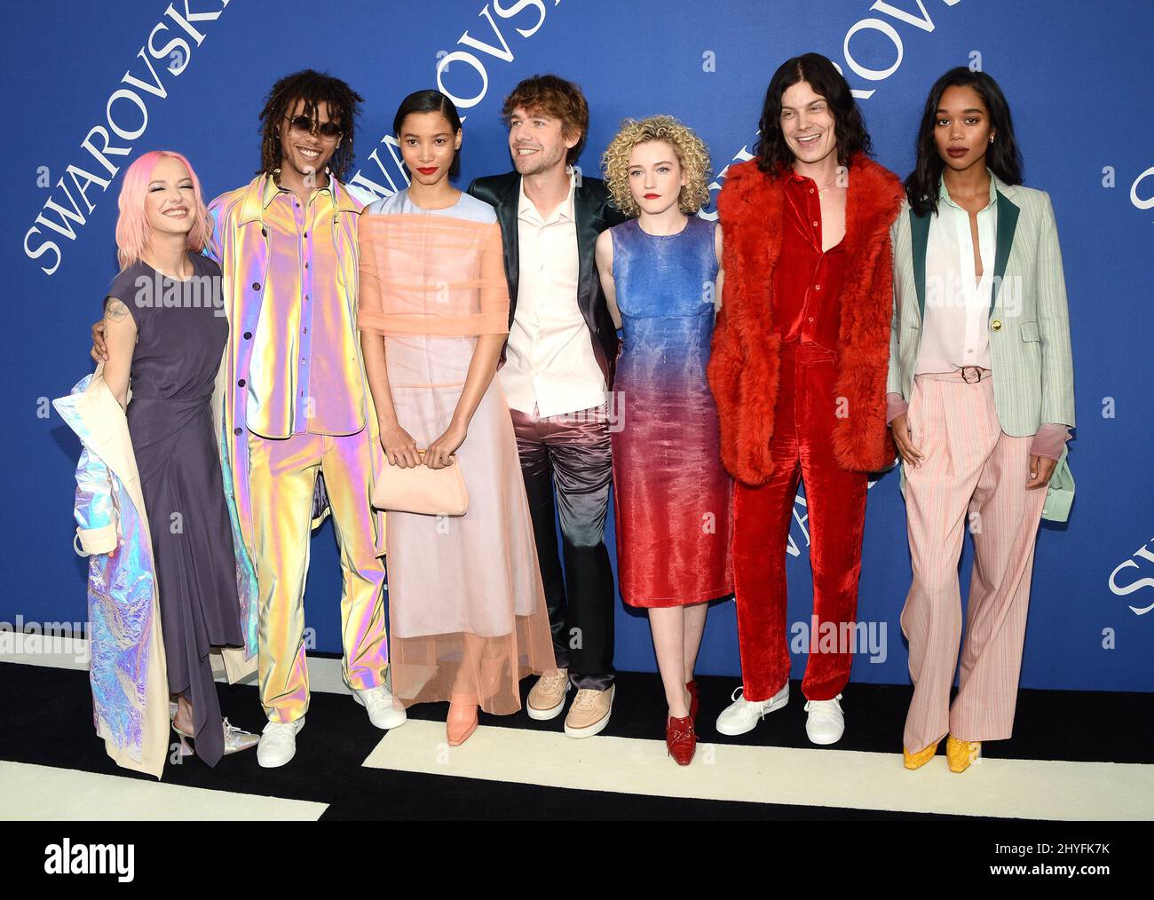 Bria Vinaite, Roberto Rossellini, Julia Garner, Sander Lak, Lineisy Montero, B¸rns, Laura Harrier ai 2018 CFDA Fashion Awards tenutisi al Brooklyn Museum il 4 giugno 2018 a Brooklyn, NY Foto Stock