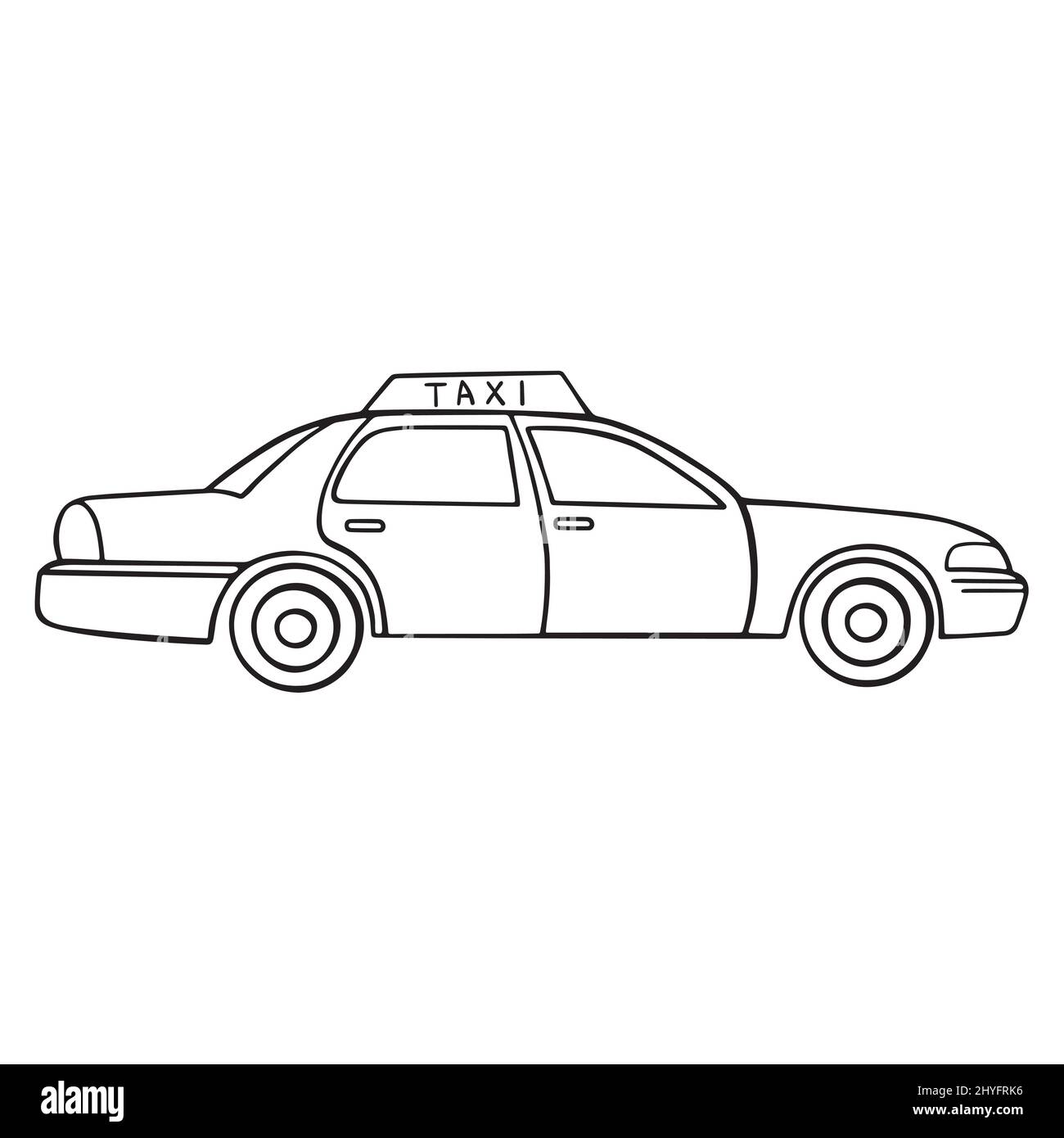 vettore doodle taxi new york, icona di schizzo. Illustrazione Vettoriale