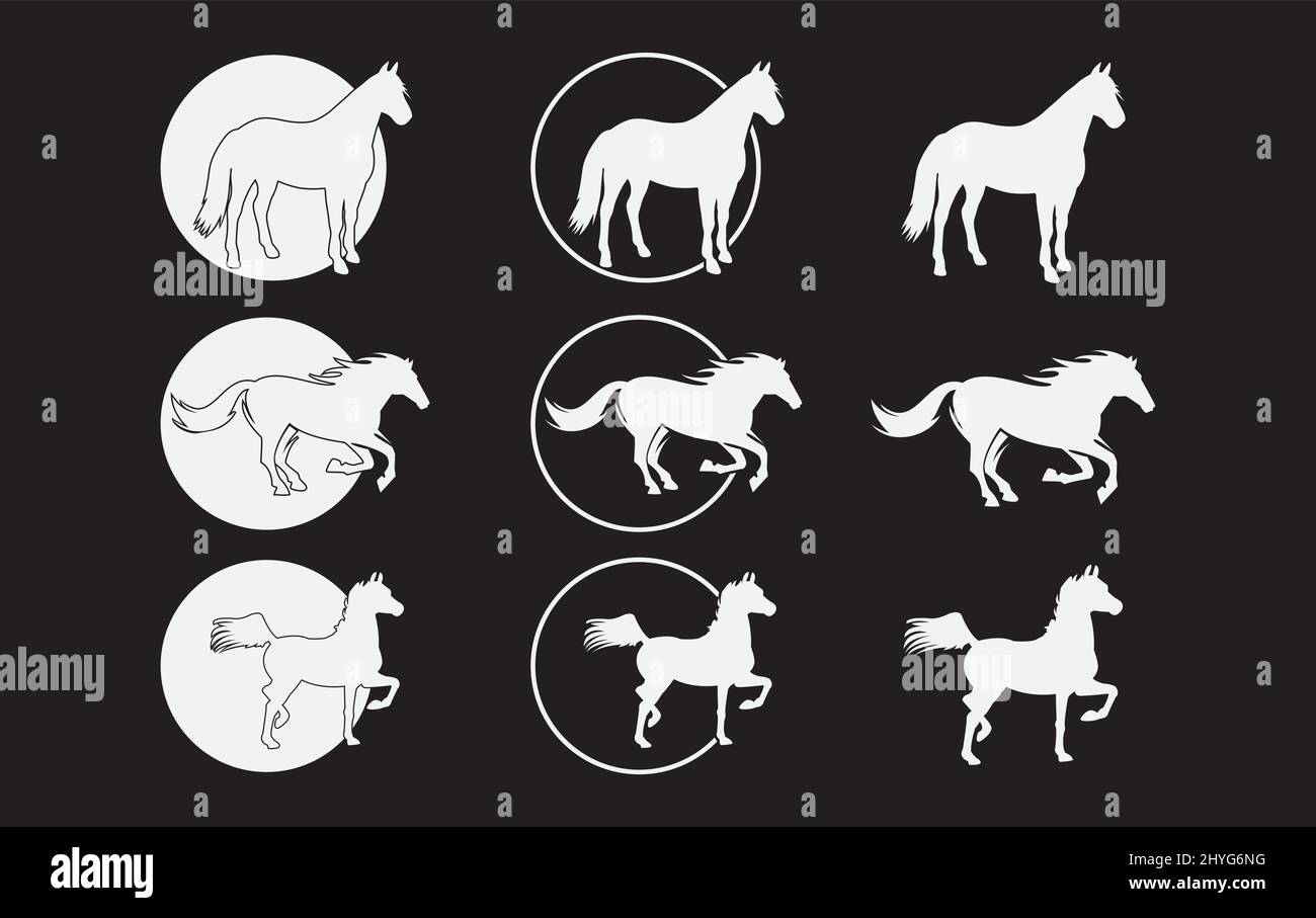 Multi Horse elegante logo simbolo disegno vettore Illustrazione Vettoriale