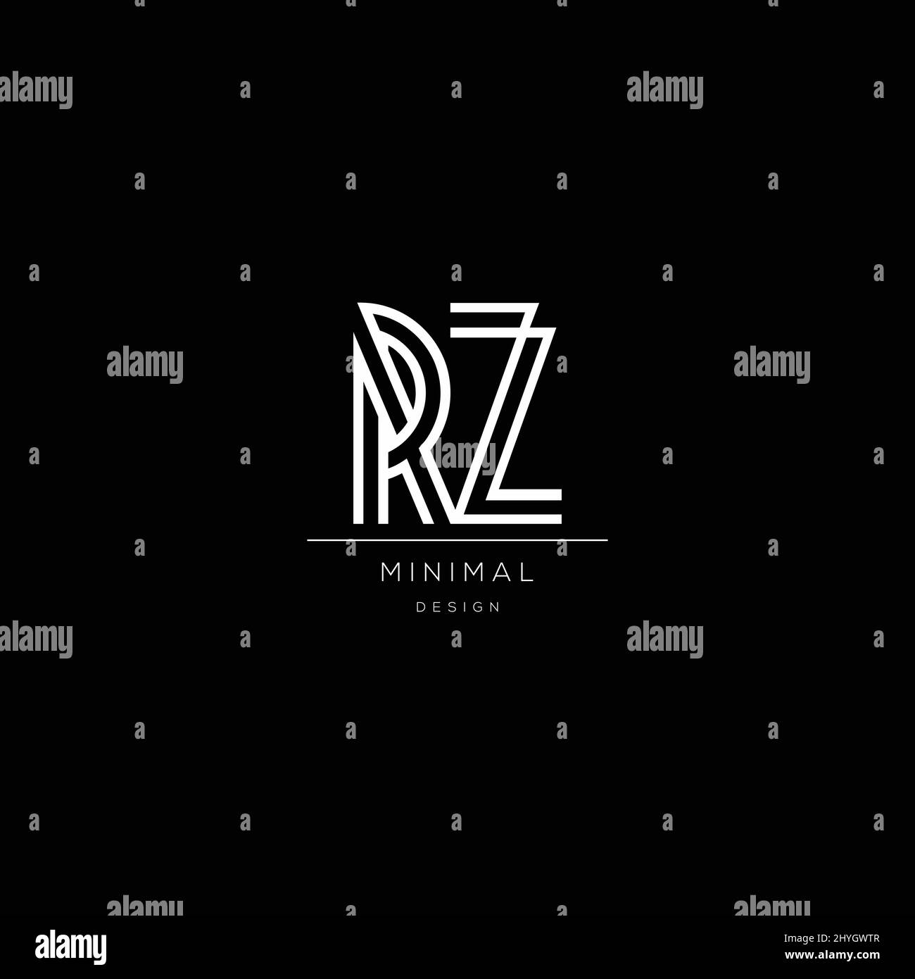 Vettore di logo del tipo commerciale RZ, logo dell'icona del concetto iniziale Illustrazione Vettoriale