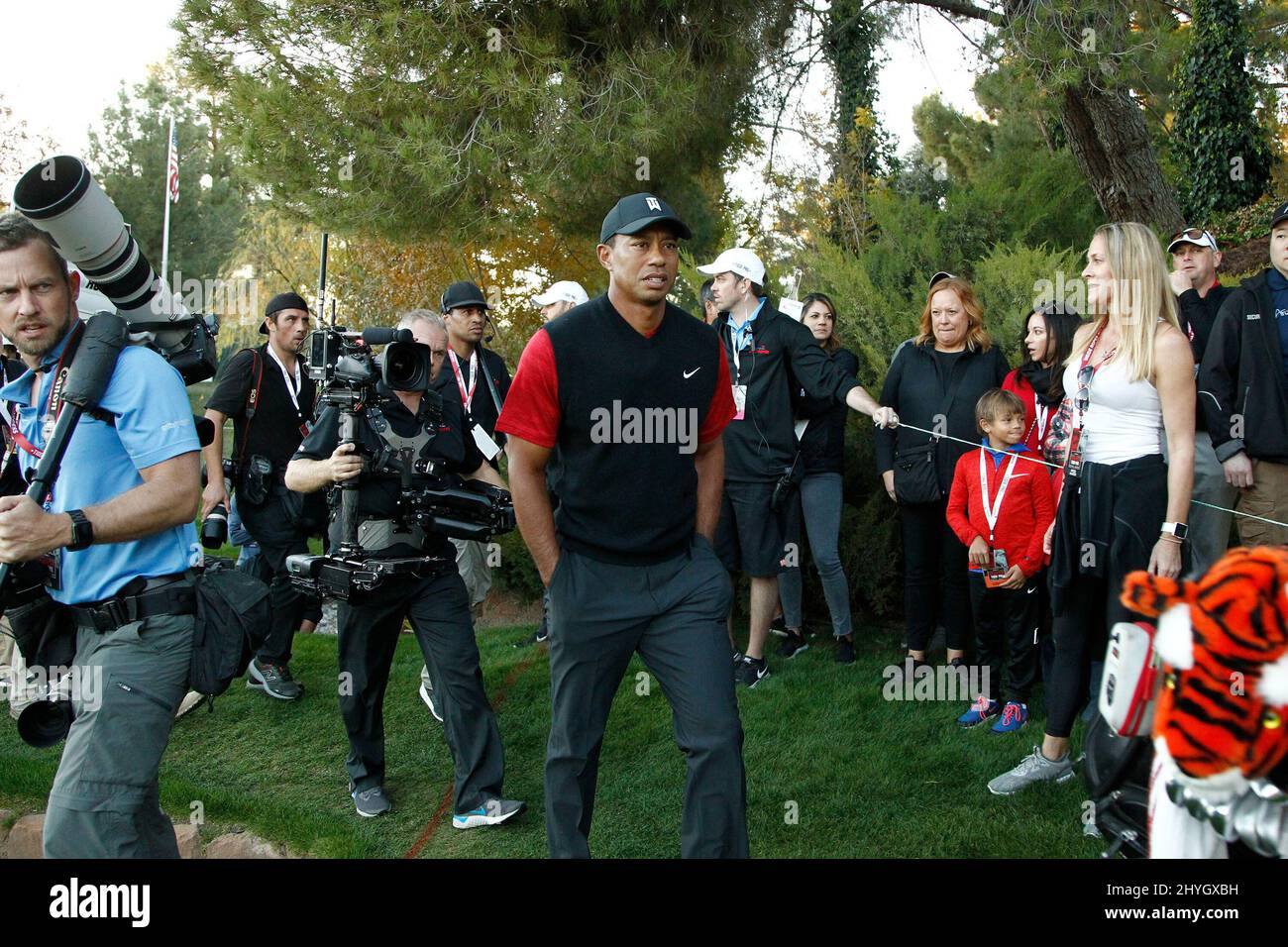 Tiger Woods al Capital One's 'The Match': Tiger Woods VS Phil Mickelson allo Shadow Creek Golf Course a Las Vegas, USA. Foto Stock