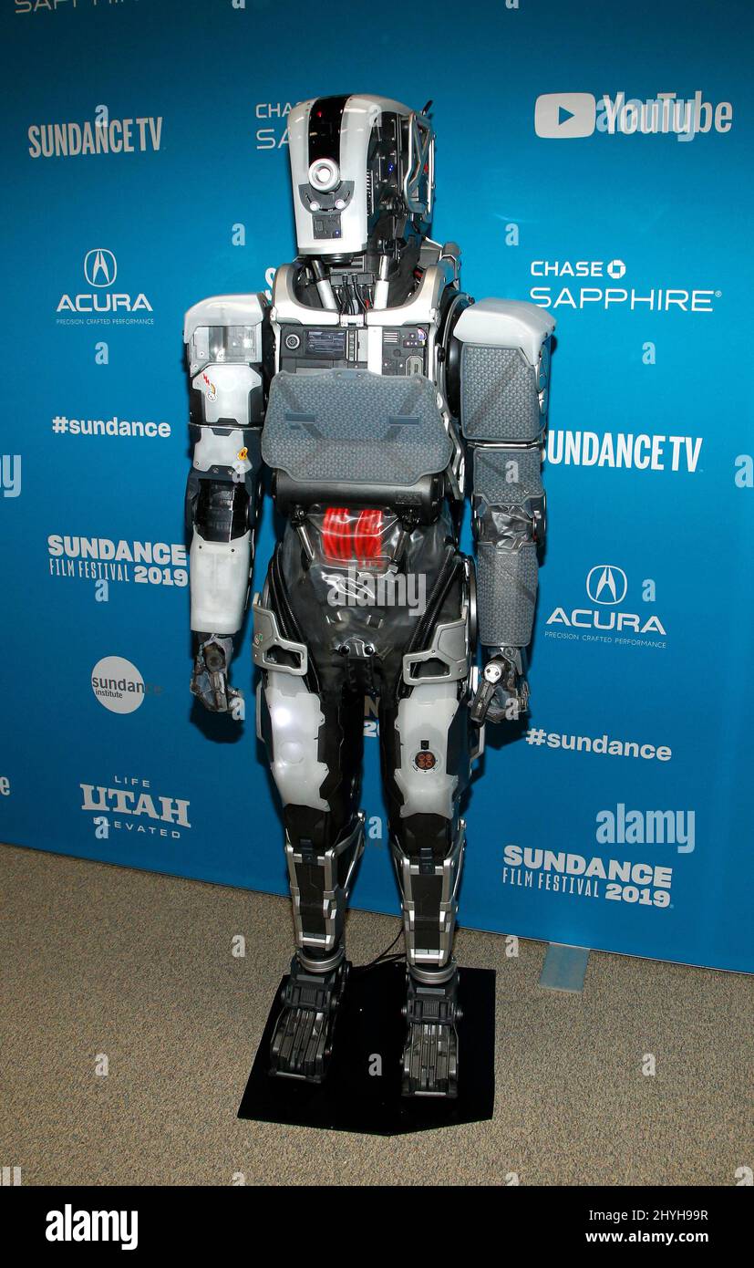 Robot alla prima di 'i am Mother' durante il Sundance Film Festival 2019 tenuto al Teatro Eccles il 25 gennaio 2019 a Park City. Foto Stock