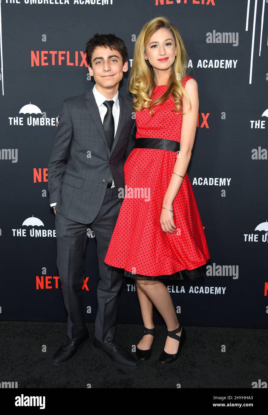 Aidan Gallagher arriva alla prima stagione 1 della Netflix 'The Umbrella Academy' all'ARCLIGHT Cinema Foto Stock