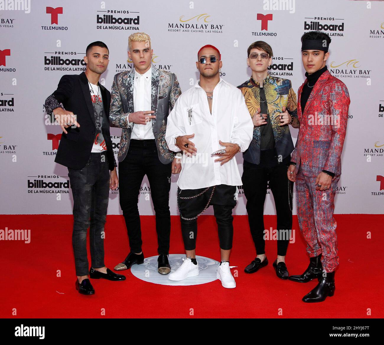 CNCO partecipa ai Billboard Latin Music Awards 2019 che si tengono al Mandalay Bay Resort & Casino di Las Vegas Foto Stock