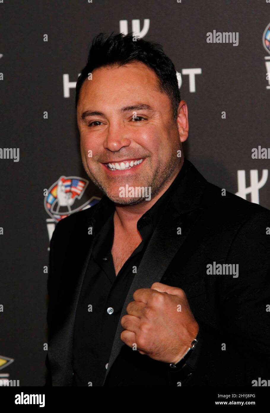 Oscar De la Hoya arrivo alla serata di Hublot di Champions cena di gala a supporto del WBC Jose Sulaiman Boxers Fund, Encore Hotel Las Vegas, USA Foto Stock
