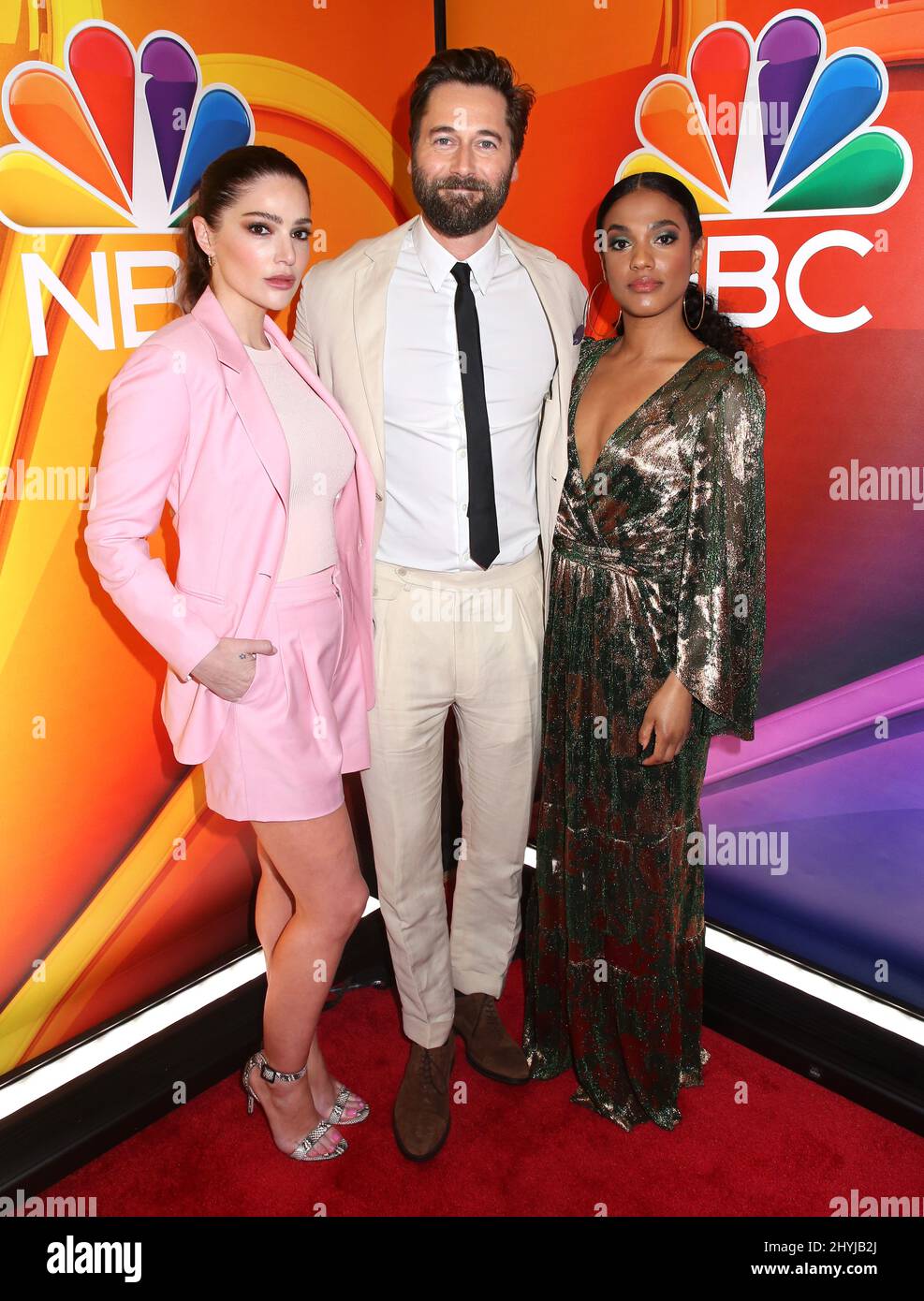 Janet Montgomery, Ryan Eggold e Freema Agyeman partecipano alla NBC 2019 svoltasi presso il Four Seasons Hotel il 13 maggio 2019 a New York City, NY Foto Stock