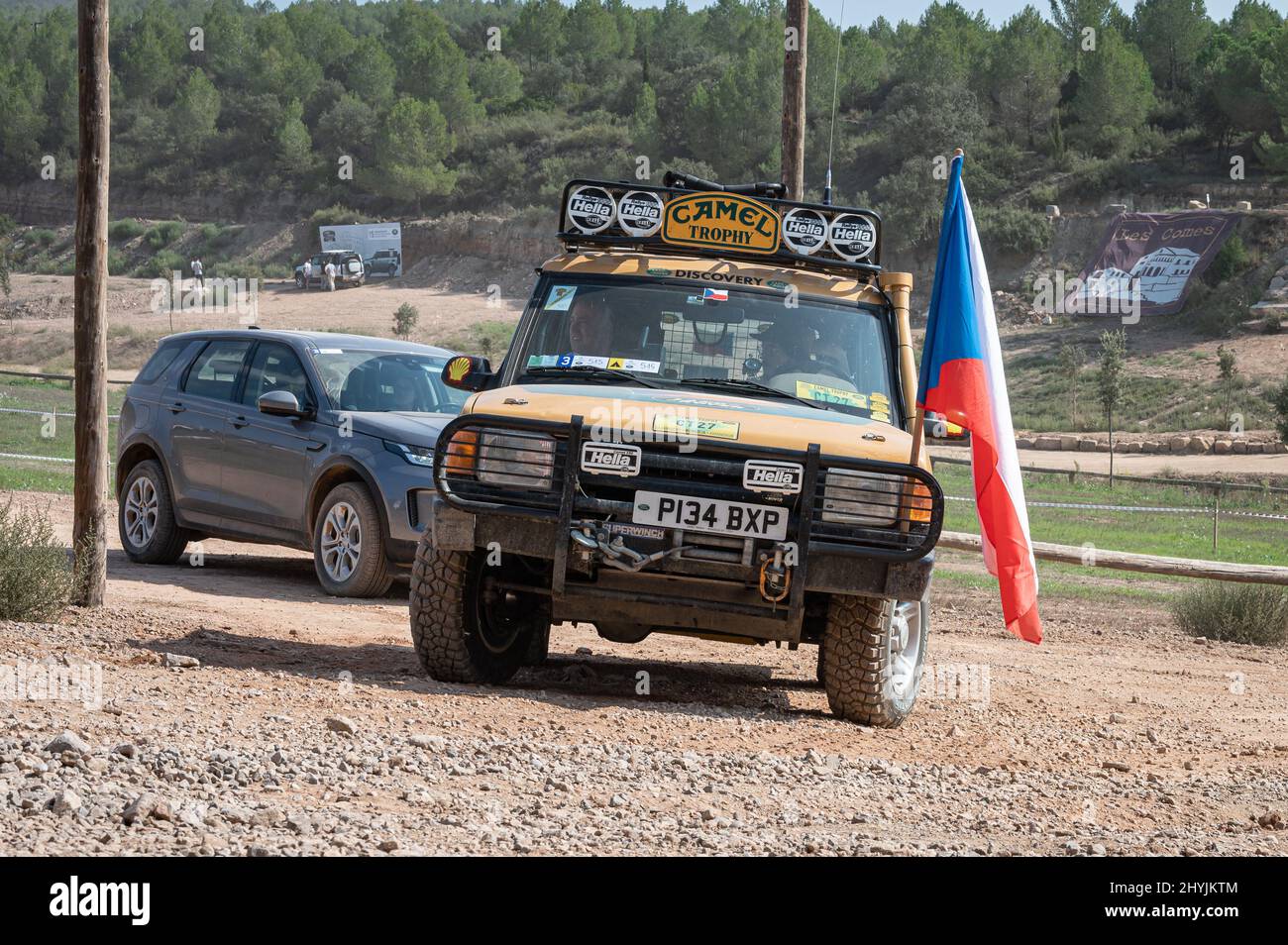 Immagine di una prima generazione di Land Rover Discovery serie i preparata per il Trofeo Camel Foto Stock