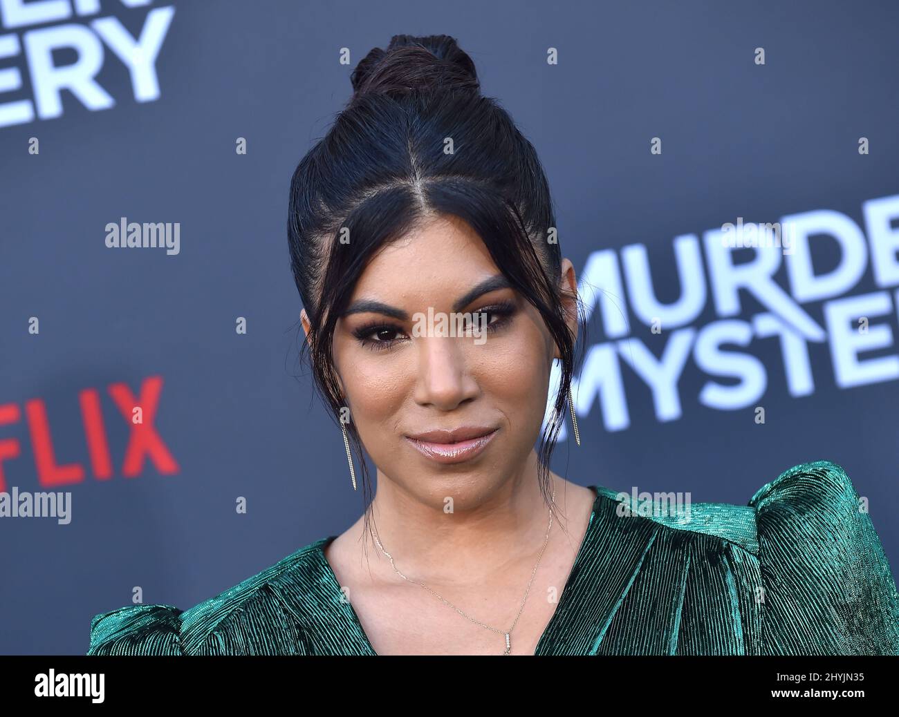 Chrissie Fit partecipa alla prima di Murder Mystery a Los Angeles, California Foto Stock