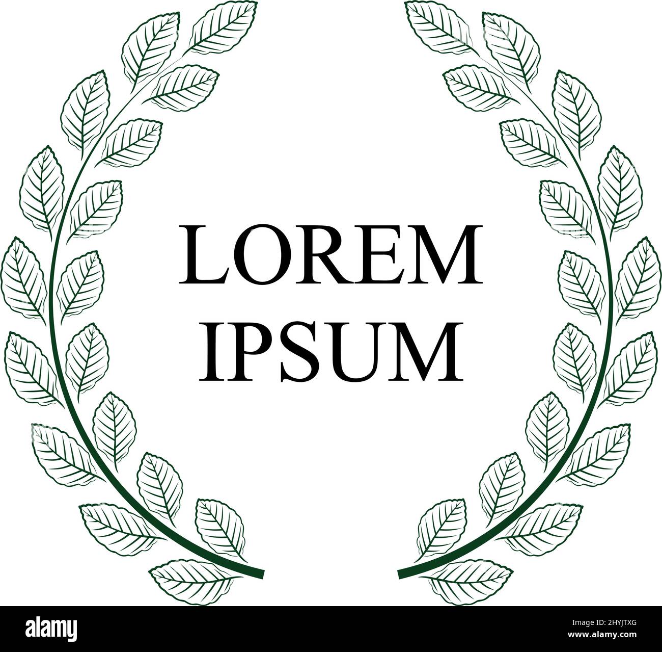 Laurel wreath vettore d'onore in verde scuro. Singolo sinistro e destro. Sfondo bianco isolato. Ciascun lato mobile singolo. Per i propri requisiti di spazio. Illustrazione Vettoriale