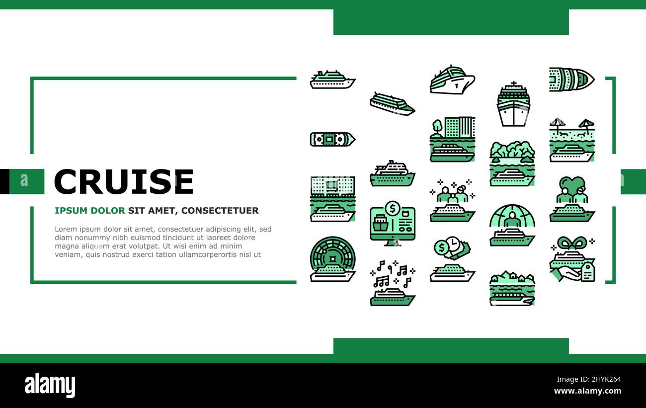 Nave da crociera Vacation godimento Landing Header Vector Illustrazione Vettoriale