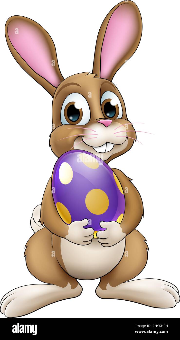 Coniglio pasquale con cartoon con uovo di Pasqua Immagine e Vettoriale -  Alamy