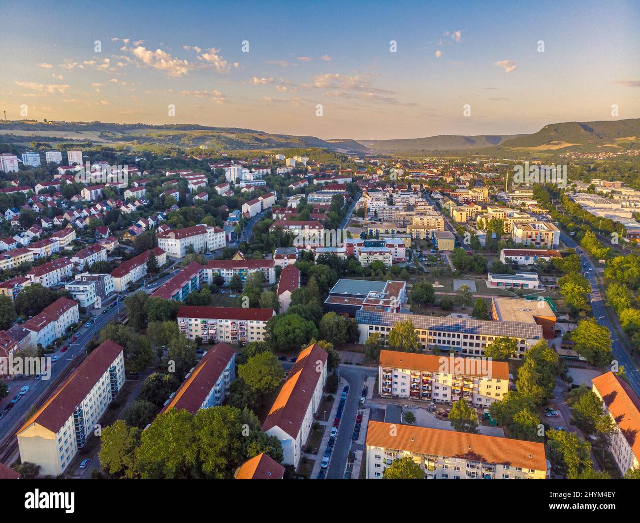 Veduta aerea della città universitaria di Jena, Jena, Turingia, Germania Foto Stock