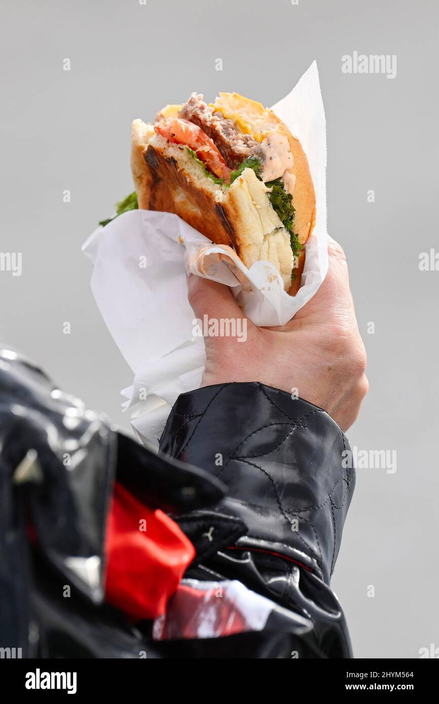 Pasto di hamburger Foto Stock