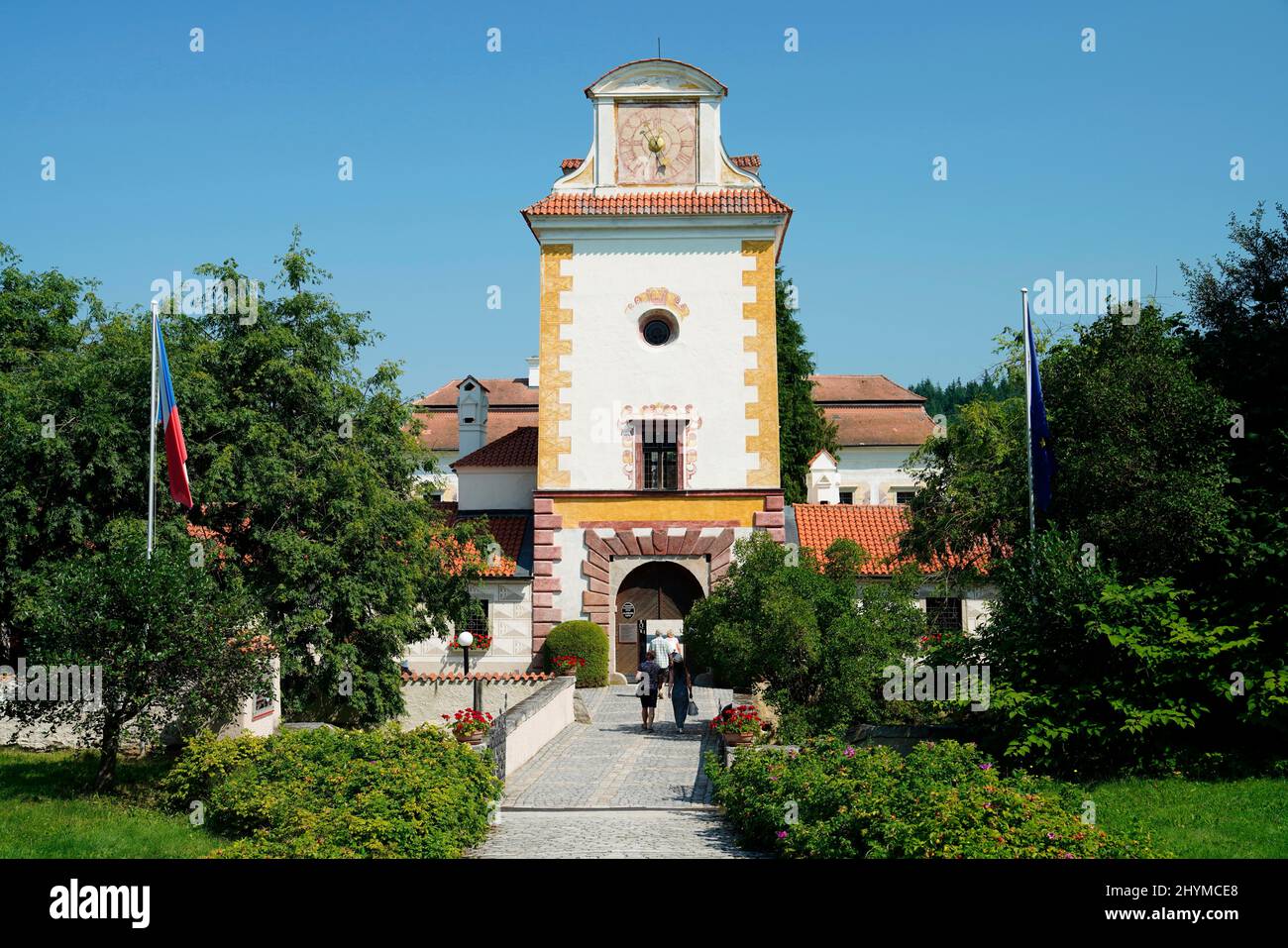 Ingresso, Castello di Kratochvile, Kurzweil, Boemia meridionale, Repubblica Ceca Foto Stock