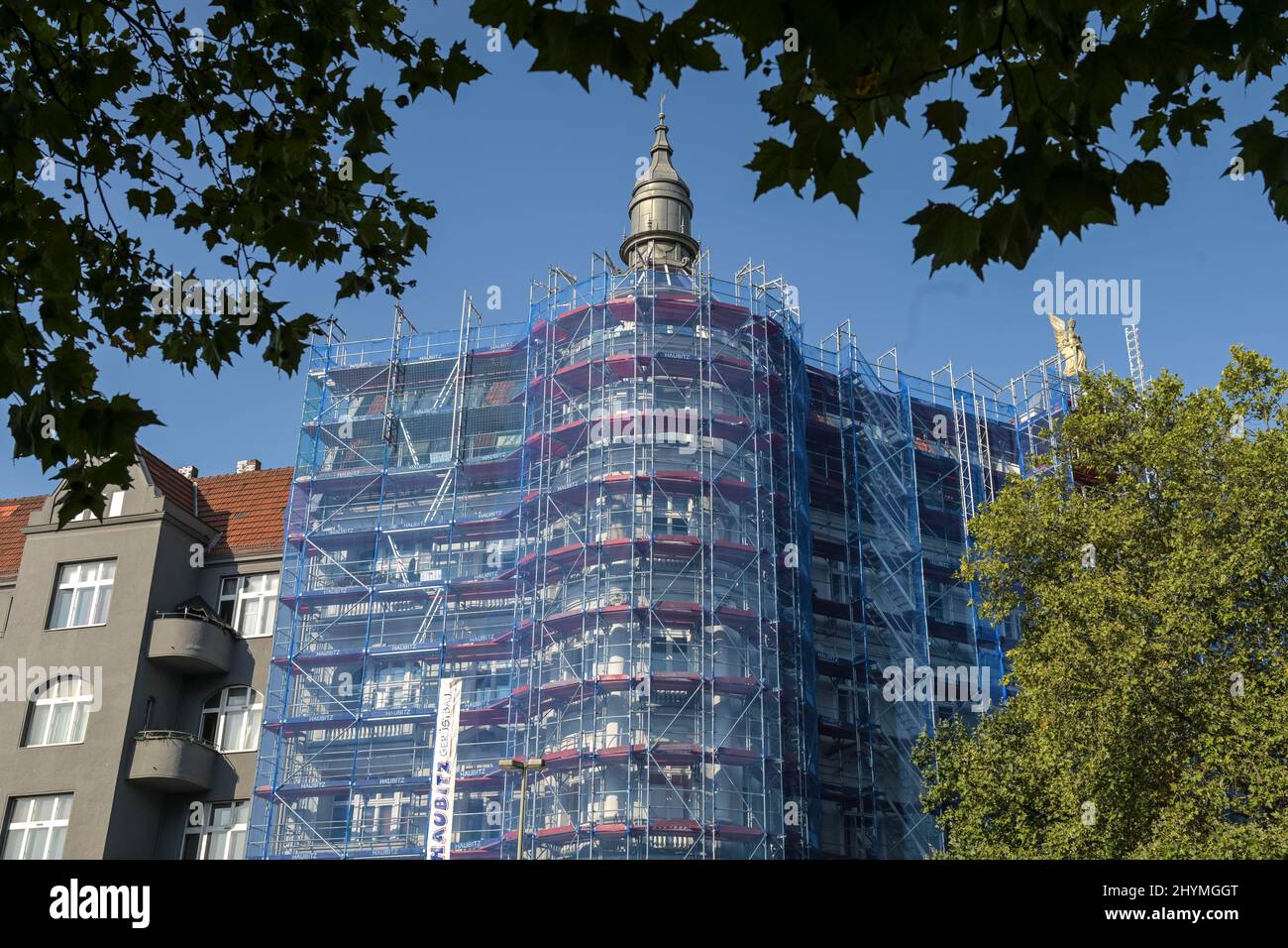 Ristrutturazione facciata, cantiere, ponteggio, edificio antico, Bundesplatz, Schoeneberg, Berlino, Germania Foto Stock