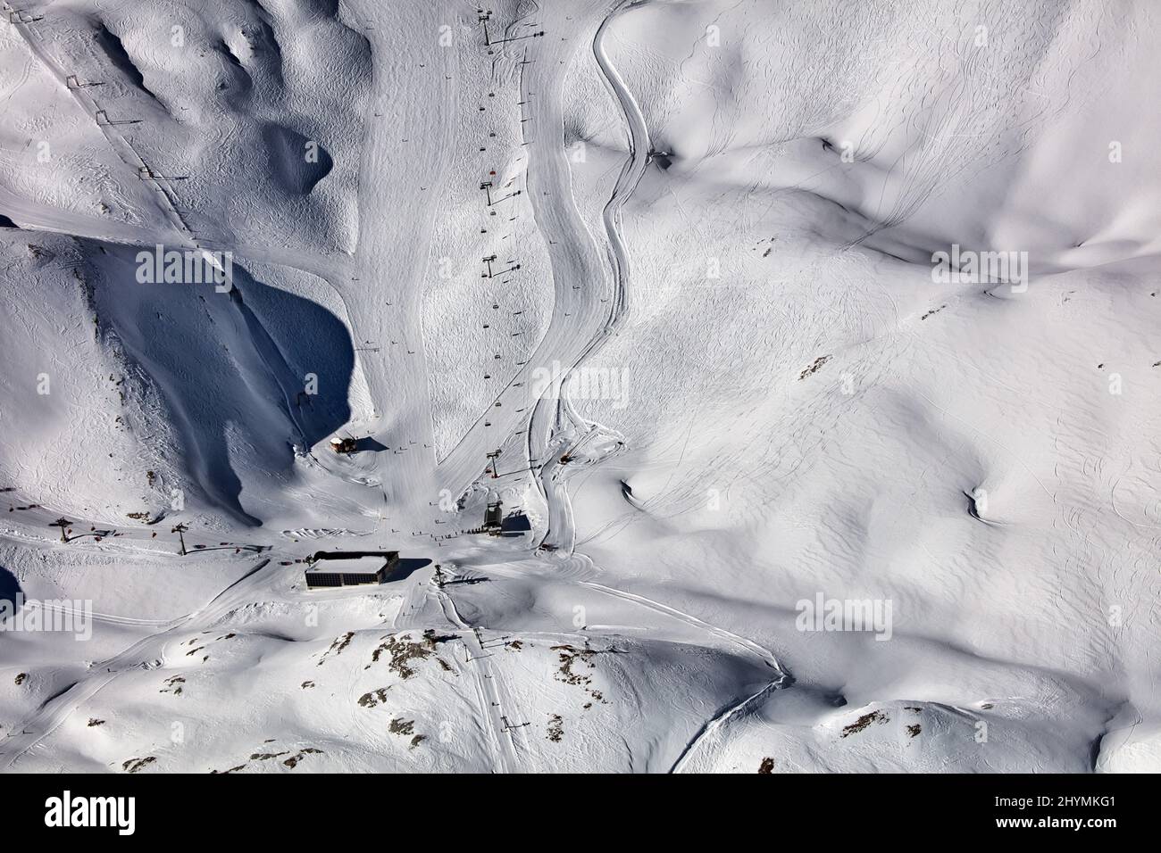 Zugspitze, stazione sciistica in inverno, vista aerea, 09.02.2022, Germania, Baviera Foto Stock