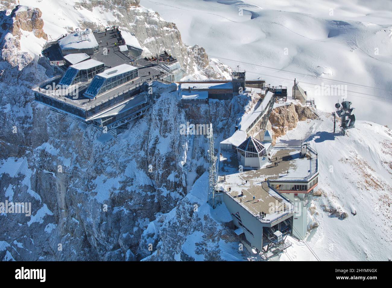 Zugspitze, vertice in inverno, vista aerea, 09.02.2022, Germania, Baviera Foto Stock