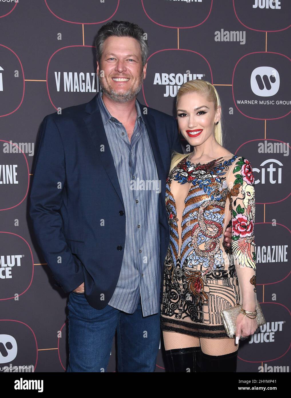 Blake Shelton e Gwen Stefani al Warner Music Group Pre-Grammy Party tenutosi presso l'Hollywood Athletic Club il 23 gennaio 2020 a Hollywood, Los Angeles. Foto Stock