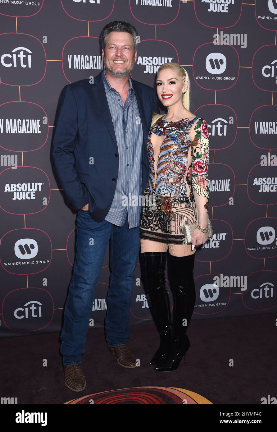 Blake Shelton e Gwen Stefani al Warner Music Group Pre-Grammy Party tenutosi presso l'Hollywood Athletic Club il 23 gennaio 2020 a Hollywood, Los Angeles. Foto Stock