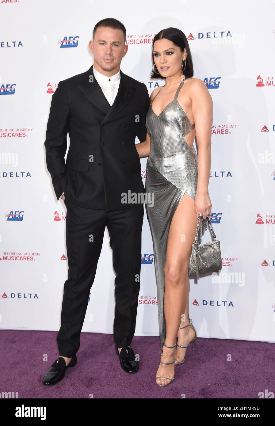 Channing Tatum e Jessie J che hanno partecipato alla MusiCares persona dell'anno in onore di Aerosmith, tenutasi a Los Angeles, California Foto Stock