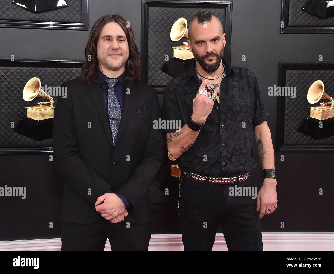 Killswitch Engage partecipa ai GRAMMY Awards 2020 che si tengono presso lo Staples Center di Los Angeles, California. Foto Stock